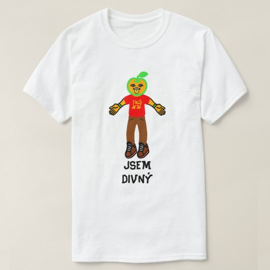 見知らぬ人とチェコ文字のjsem divny tシャツ (デザイン正面)