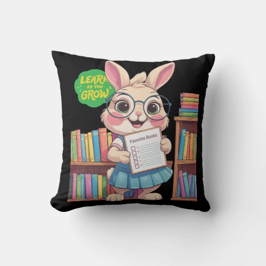 🐰📚 見習い司書スター - ウサギ・エディション クッション (正面)