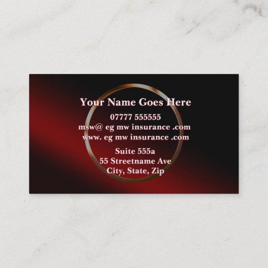 規制された保険ブローカー、信頼できるリングや輪ロゴ 名刺 (裏面)