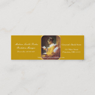 規則的な名刺を読んでいる女性 スキニー名刺