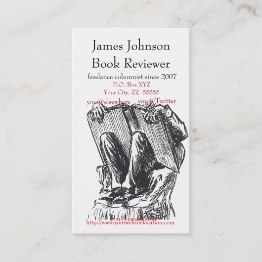 規則的な名刺を読んでいる本の虫 名刺 (正面)