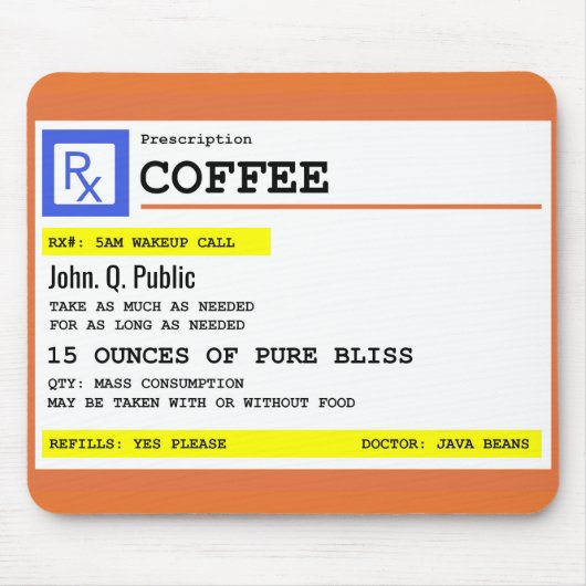 規定のコーヒーパーソナライズな名前 マウスパッド (正面)