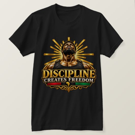 規律が自由を作る 黒人の誇り Tシャツ (デザイン正面)