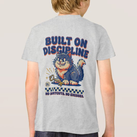 規律の上に築かれた起業家 - レトロ猫ギフト トライブレンドTシャツ (裏面)