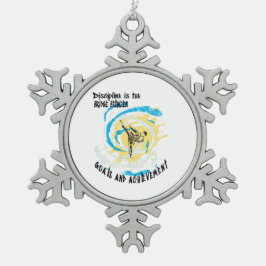 規律は、ゴール武術芸術の間の橋である スノーフレークピューターオーナメント