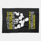 規律 – ボディビルトレーニング やる気を起こさせる キッチンタオル (横)