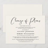規模縮小した結婚式の計画変更 エレガントなクリーム 案内状 (正面/裏面)