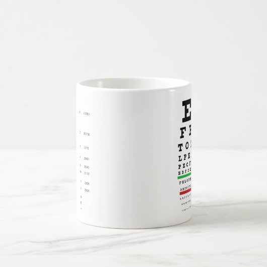 視力を推定するヘルマンSnellenの視力検査表 コーヒーマグカップ (中央)