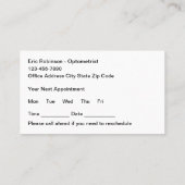 視力学的ビジョン気にアポイントメントカード 名刺 (裏面)