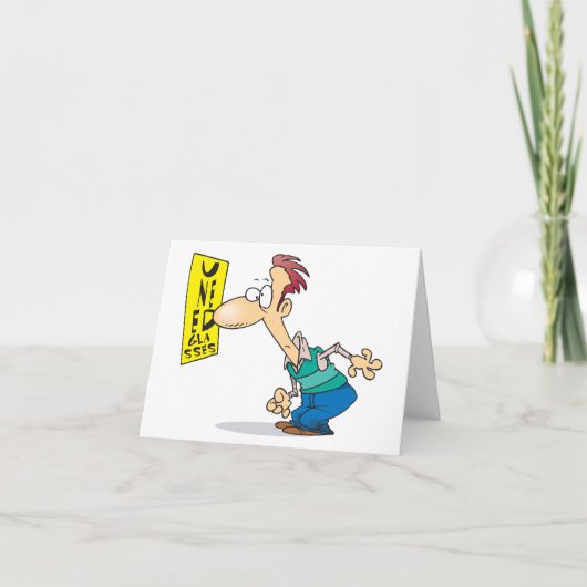 視力検査の図を読む男 サンキューカード (正面)