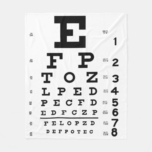 視力検査表の検眼医毛布 フリースブランケット (正面)