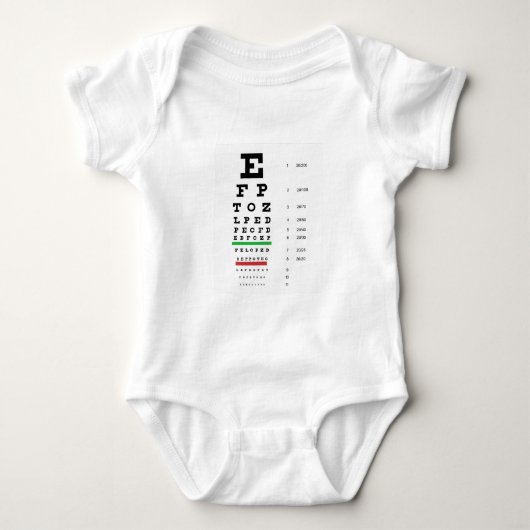 視床科医のためのスネレンの視力表 ベビーボディスーツ (正面)