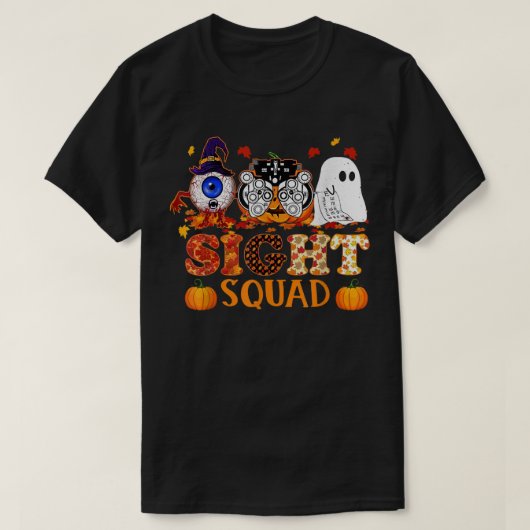 視眼科医ハロウィーンサイトスクワッドスカウントウイスカボチャ Tシャツ (デザイン正面)