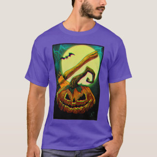 視覚的なグリッチ効果を持つハロウィーンのカボチャ Tシャツ