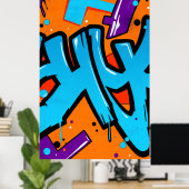 視覚的に印象的なダイナミックなグラフィティ ポスター (ホームオフィス)