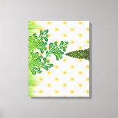 視覚的に魅力的なグリーンと金ゴールドパターン キャンバスプリント (正面)