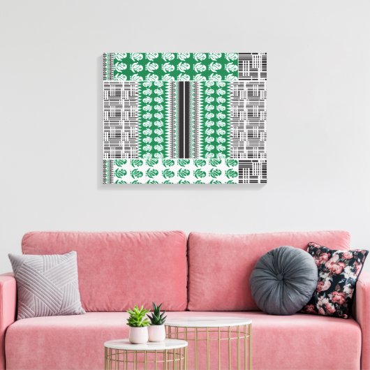 視覚的に魅力的な緑と黒のパターン、acce キャンバスプリント (インサイチュ (リビング))