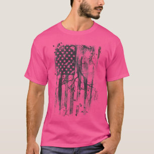 視覚的錯覚 アメリカ国旗と鬱蒼とした森 Tシャツ