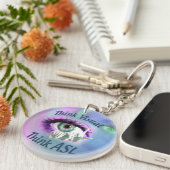 視覚資料を考えますASLの円のkeychainを考えて下さい キーホルダー (正面右)