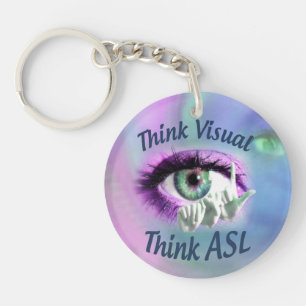 視覚資料を考えますASLの円のkeychainを考えて下さい キーホルダー