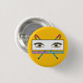 視覚障害のある目の虹 – 黄色の背景 缶バッジ (正面&裏面)