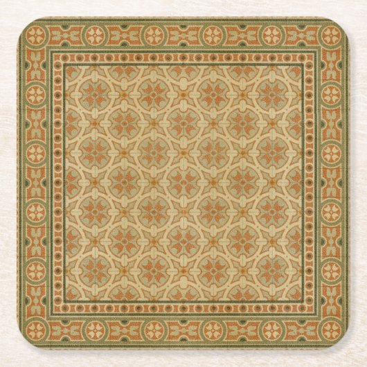 視野のスタジオによる装飾的でイタリアンなモザイク・タイル スクエアペーパーコースター (正面)