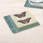 視野のスタジオによる装飾的な蝶ブロケード スクエアペーパーコースター (アングル)