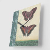 視野のスタジオによる装飾的な蝶ブロケード スクエア壁時計 (傾斜)