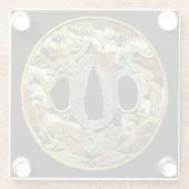 視野のスタジオによる金めっきされたアジア円形浮彫り ガラスコースター (裏面)