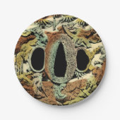 視野のスタジオによる金めっきされたアジア円形浮彫り ペーパープレート (正面)