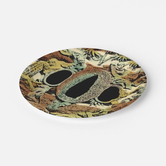 視野のスタジオによる金めっきされたアジア円形浮彫り ペーパープレート (アングル)