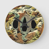 視野のスタジオによる金めっきされたアジア円形浮彫り ラウンド壁時計 (正面)