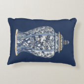 視野のスタジオによる青及び白い磁器のつぼ アクセントクッション (裏面)