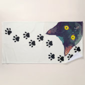 覗き猫ポープリントデザインビーチタオル ビーチタオル (正面)