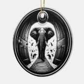 覗き窓から象を入れ込む | 魚目 セラミックオーナメント (左)