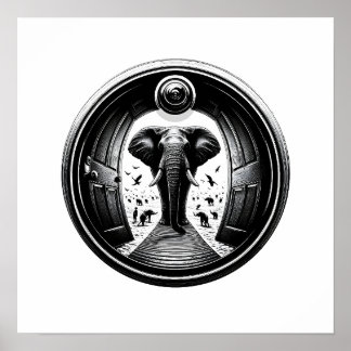 覗き窓から象を入れ込む | 魚目 ポスター