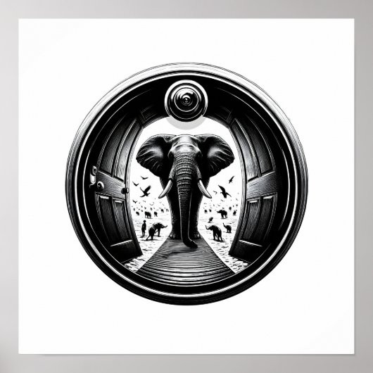 覗き窓から象を入れ込む | 魚目 ポスター (正面)