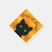 覗き見る黒猫オレンジトリック・オアトリート スタンダードカクテルナプキン (角)