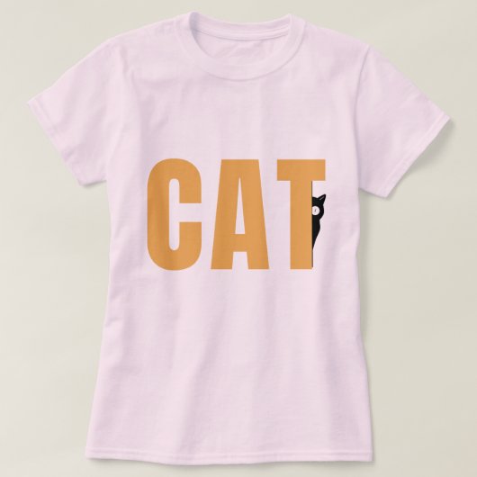 覗き込み黒猫グラフィック猫覗きTシャツ Tシャツ (デザイン正面)