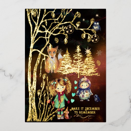 覚えていてほしい12月　箔仕上げの招待状 箔招待状 (正面)