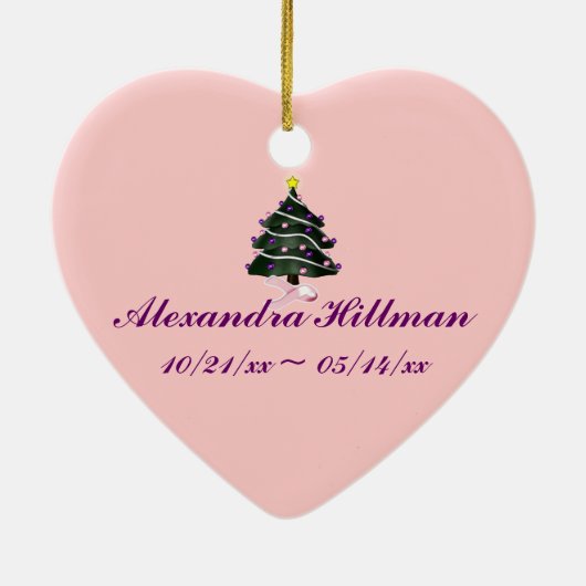 "覚えています"。 クリスマスツリーかわかっている乳癌 セラミックオーナメント (裏面)