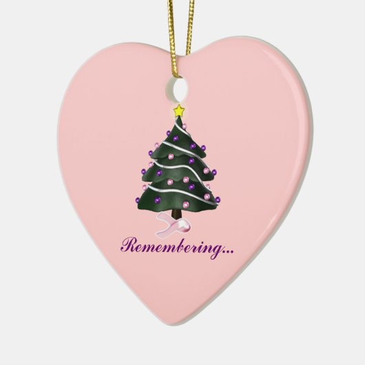 "覚えています"。 クリスマスツリーかわかっている乳癌 セラミックオーナメント (左)
