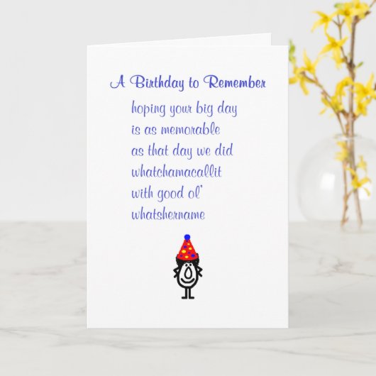 覚えておくべき誕生日、おもしろいハッピーバースデー詩 カード (黄色い花)