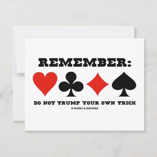 覚えて下さい: 切札で取らないで下さいあなた自身のトリック(橋)を 招待状 (正面)