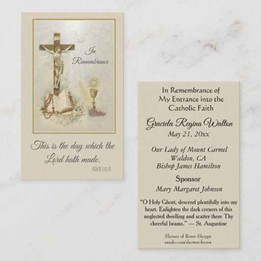 覚え神聖なカード専門信仰RCIA (100) 名刺 (正面/裏面)