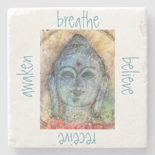 覚醒させます仏の石造りのコースターを呼吸して下さい ストーンコースター (正面)