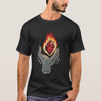覚醒インナー火炎の神聖なハートスピリチュアルグラフィック Tシャツ