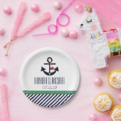 覚醒剤および濃紺の航海のないかりの結婚式 ペーパープレート (パーティー)