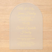 親からのエレガント金ゴールド卒業発表 アクリル招待状 (正面)