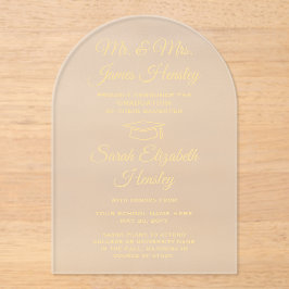 親からのエレガント金ゴールド卒業発表 アクリル招待状